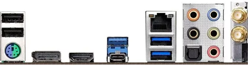 E/S del panel posterior: USB, antena Wi-Fi, audio, LAN