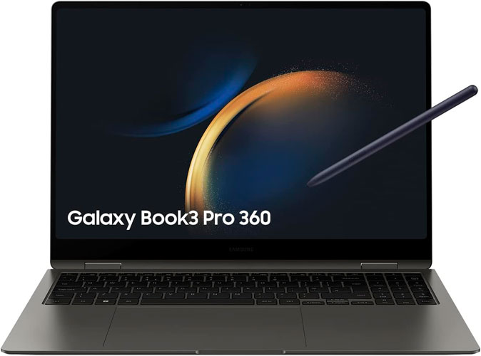 SAMSUNG Galaxy Book3 Pro 360 16. Las mejores laptops con pantalla táctil.