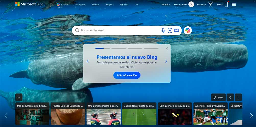 Bing motor de busqueda de Microsoft. Los mejores buscadores alternativos a Google.