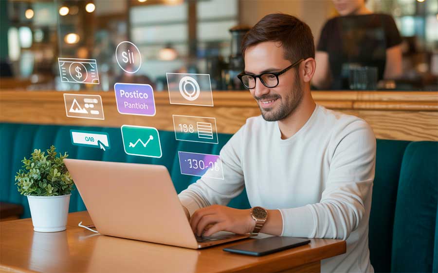 Nómada digital trabajando. Formas de monetizar un blog con audiencia pequeña