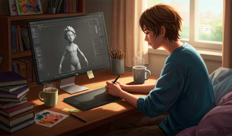Listo para iniciar arte digital o diseno 3D