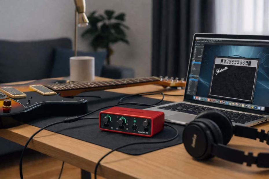 Como conectar la guitarra eléctrica a la laptop sin ruido y con baja latencia