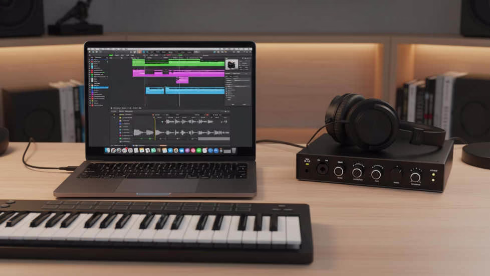 macbook en estudio musical
