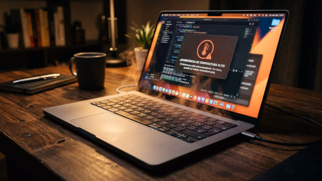 Laptop se apaga sola por calor con advertencia de temperatura en pantalla