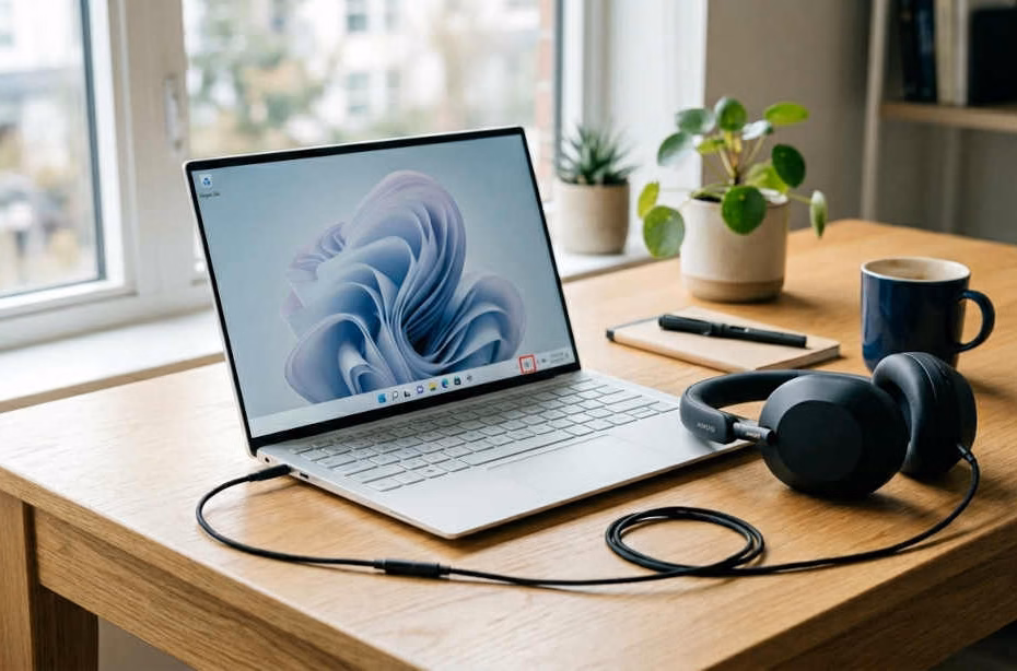 Audífonos conectados pero sin sonido en la laptop, en Windows