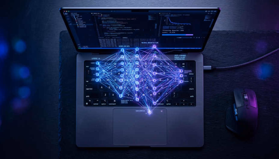 Laptop ejecutando Ollama con inteligencia artificial local
