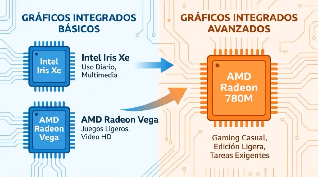 Comparación de gráficos integrados Intel y AMD para gaming en 2026