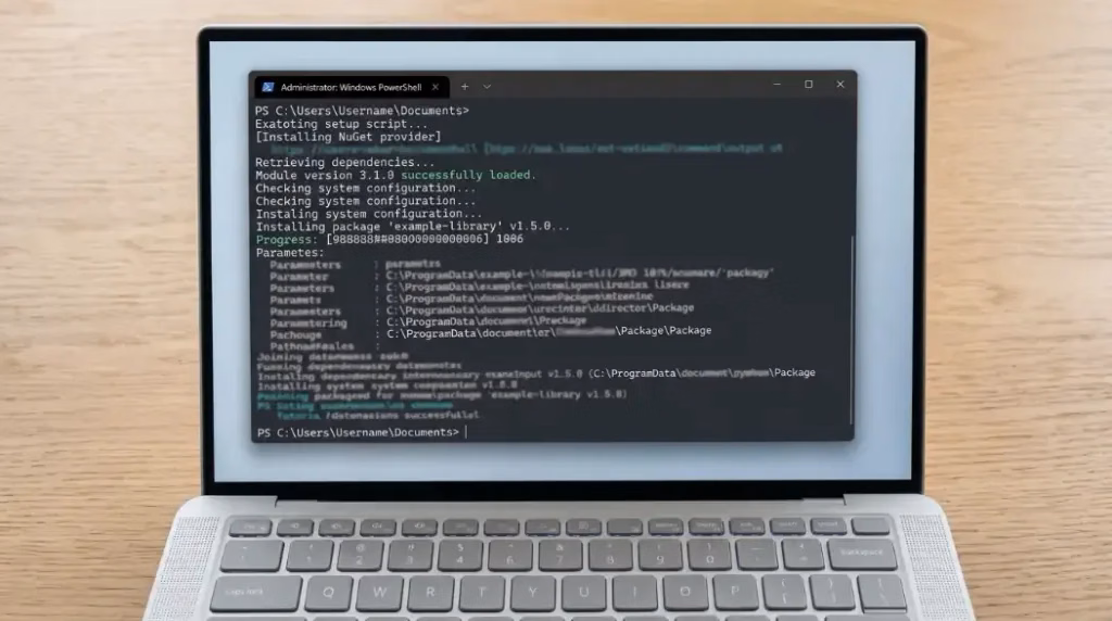 Comando de PowerShell mostrando número de serie de mi laptop