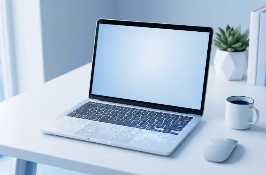 ilustracion laptop con IA NPU