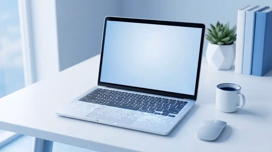 ilustracion laptop con IA NPU
