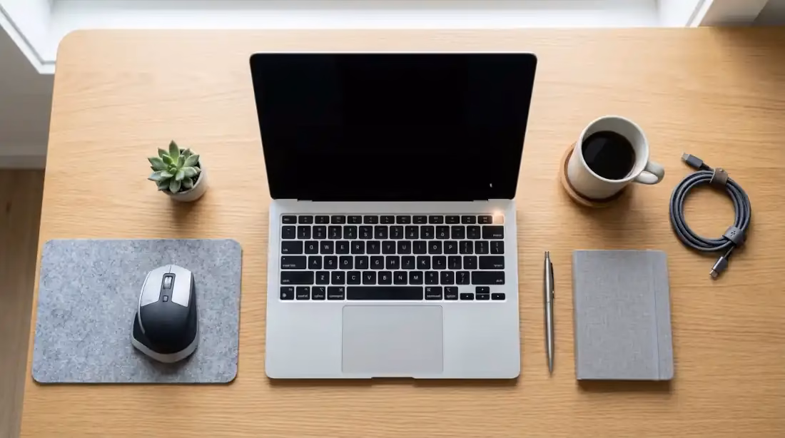 laptop no enciende con pantalla negra sobre escritorio