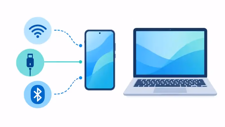 Comparación de métodos para compartir datos del celular a la laptop