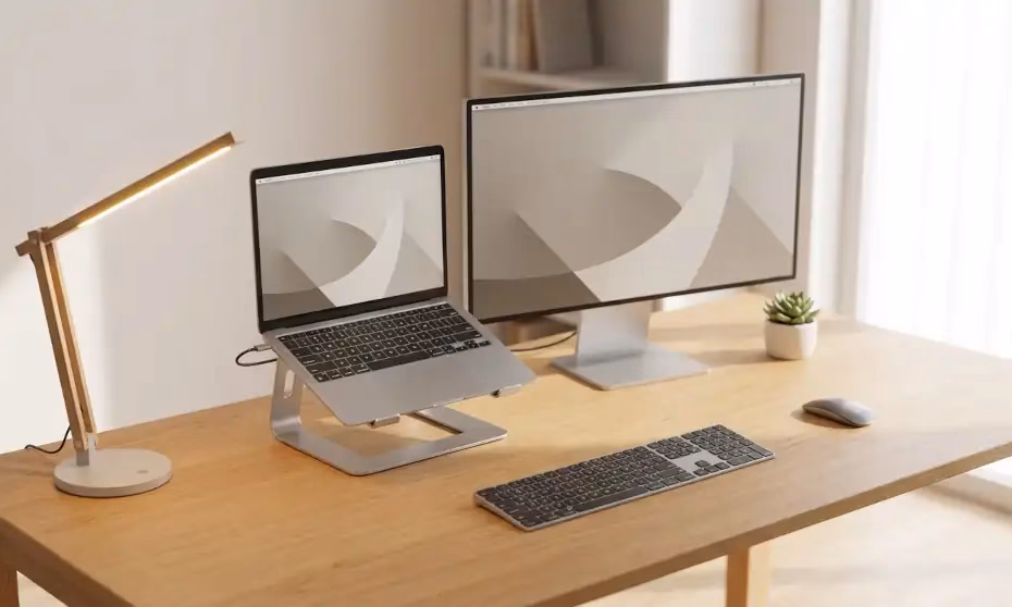 Home office por menos de 1000 dólares con laptop y monitor
